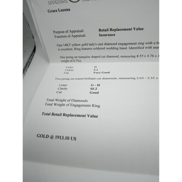 14kt Gold Marquise Diamond Engagement Ring - Picture 8 of 10